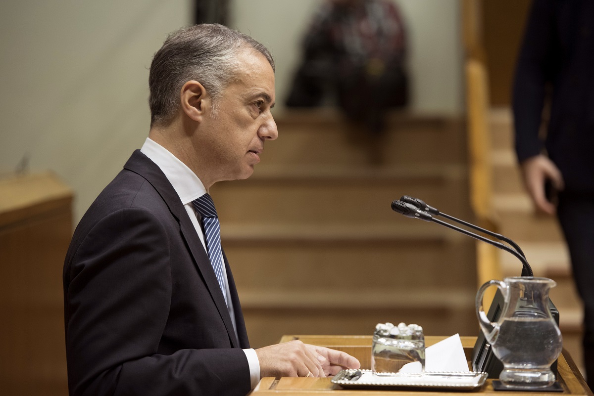 Íñigo Urkullu durante su discurso tras ser reelegido lehendakari