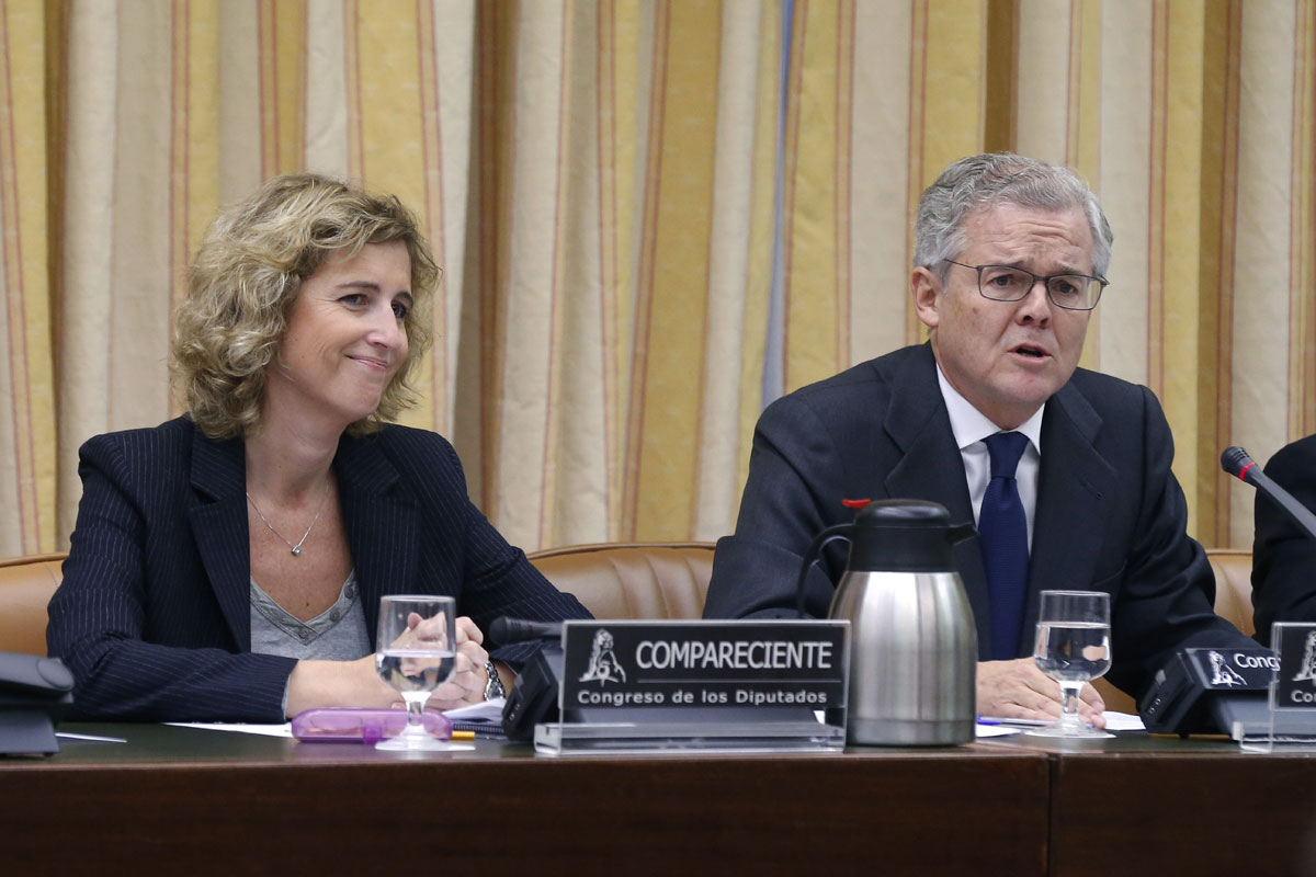 El nuevo presidente de la la Comisión Nacional del Mercado de Valores (CNMV), Sebastián Albella, y la vicepresidencia, Ana María Martínez-Pina.