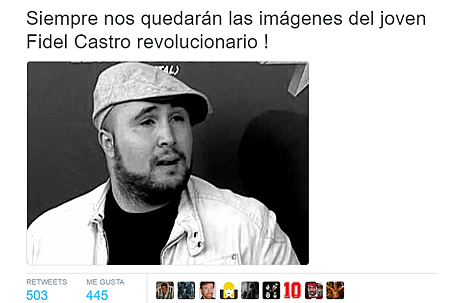 Uno de los tuits que circulan por las redes bajo la tendencia 'Fidel Castro'. 