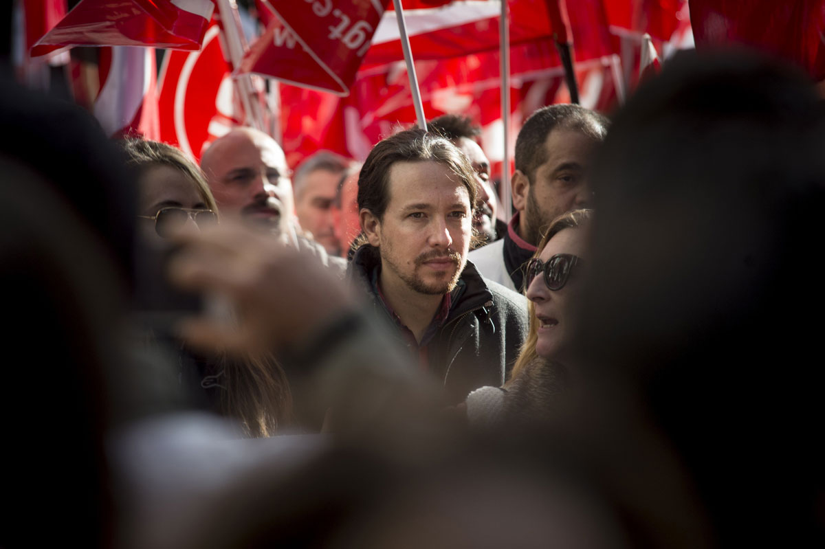 El líder de Podemos, Pablo Iglesias, en una manifestación.