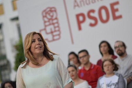 Susana Díaz durante un mitin del PSOE.