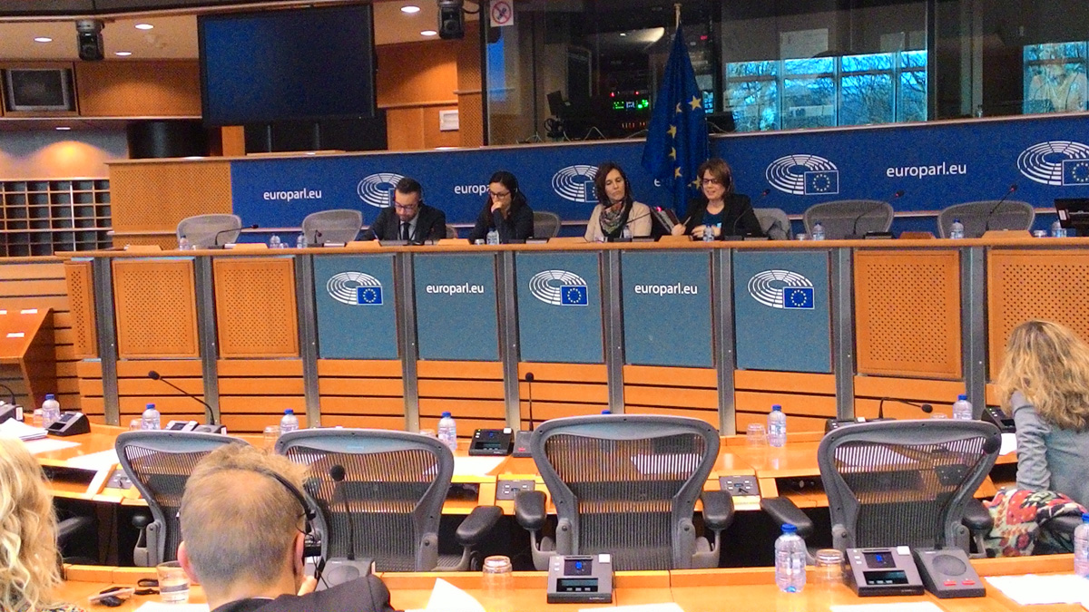 María Garzón durante su intervención en el Parlamento Europeo