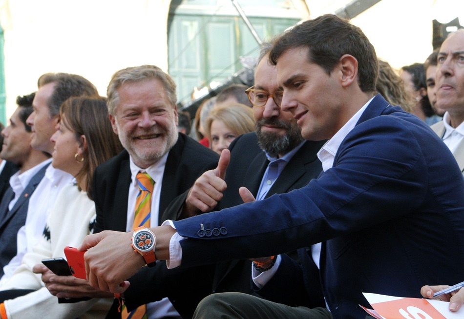 Albert Rivera durante un acto en la pasada campaña electoral de Galicia. 