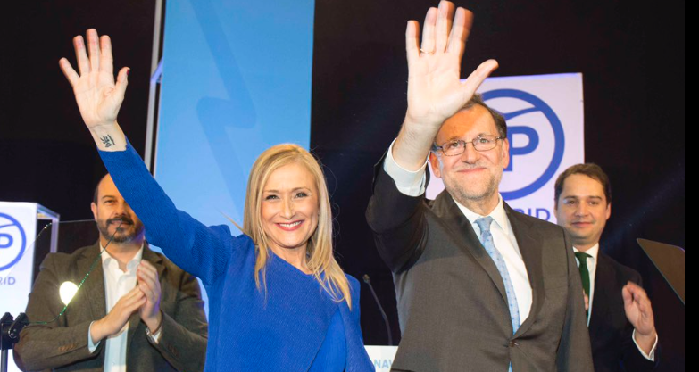 Mariano Rajoy y Cristina Cifuentes en la cena del PP de Madrid en Torreón de Ardoz.