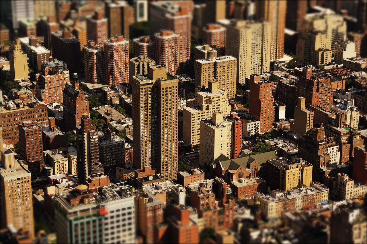 Rascacielos y viviendas en Nueva York.