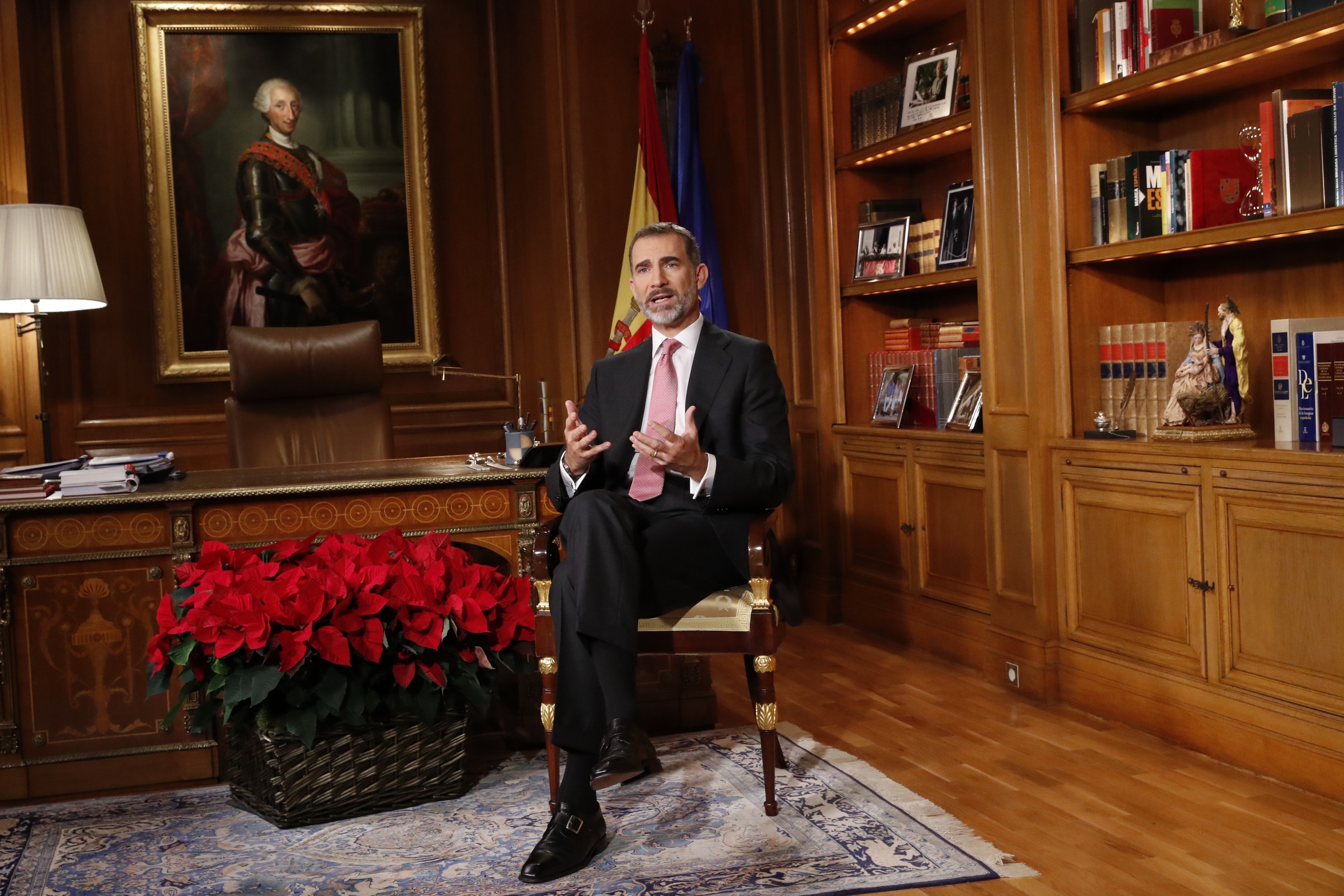 El rey Felipe VI en su discurso de nochebuena en 2016.