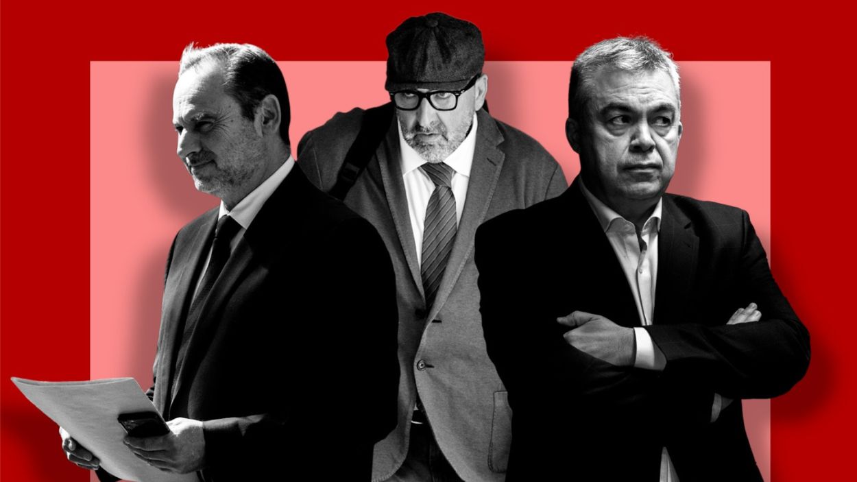 La auditoria externa sobre las cuentas del PSOE sale a la luz especial atención a José Luis Ábalos, Koldo García y Santos Cerdán. Montaje de elaboración propia.
