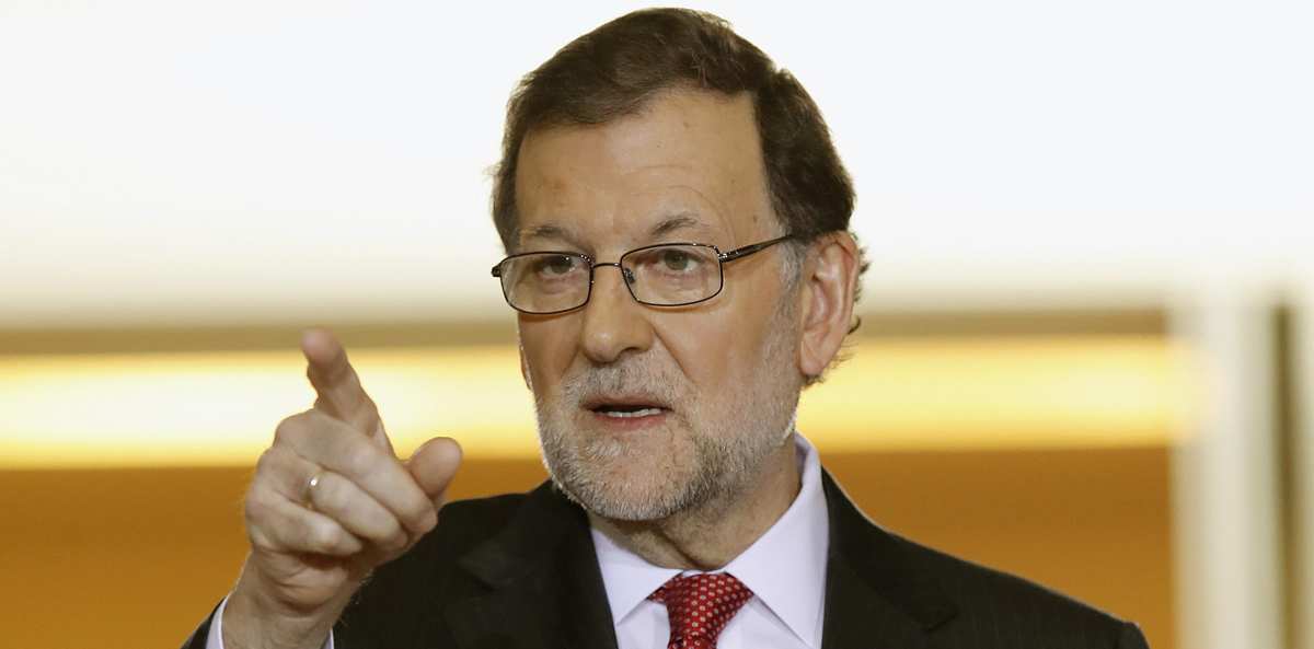 El presidente del Gobierno, Mariano Rajoy, durante la rueda de prensa que ha ofrecido hoy en el Palacio de la Moncloa. 