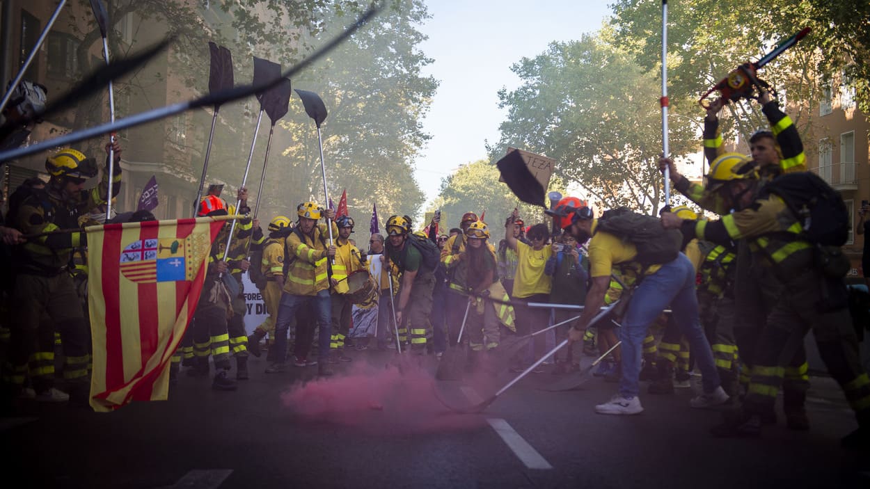 Manifestación de bomberos forestales. EP.