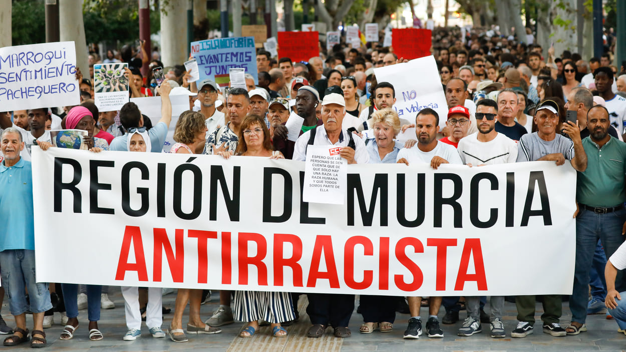 Manifestación antirracista en Murcia tras los altercados en Torre Pacheco. EP.