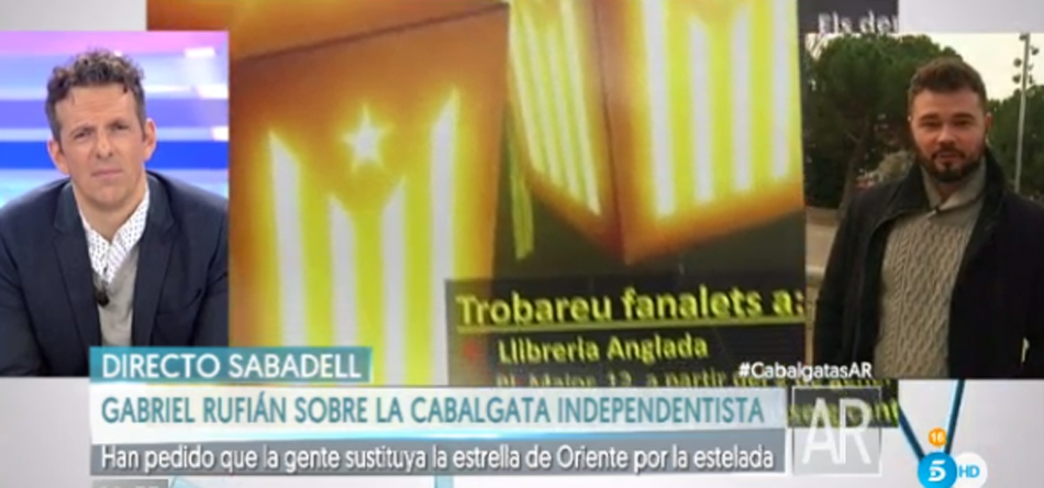 Gabriel Rufián durante su intervención en Telecinco Gabriel Rufián durante su intervención en Telecinco