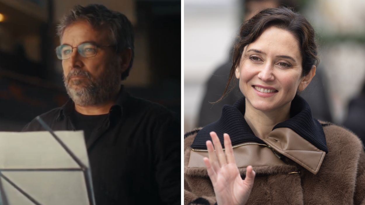 Fotomontaje del periodista Jordi Évole y la presidenta madrileña Isabel Díaz Ayuso. Elaboración propia.