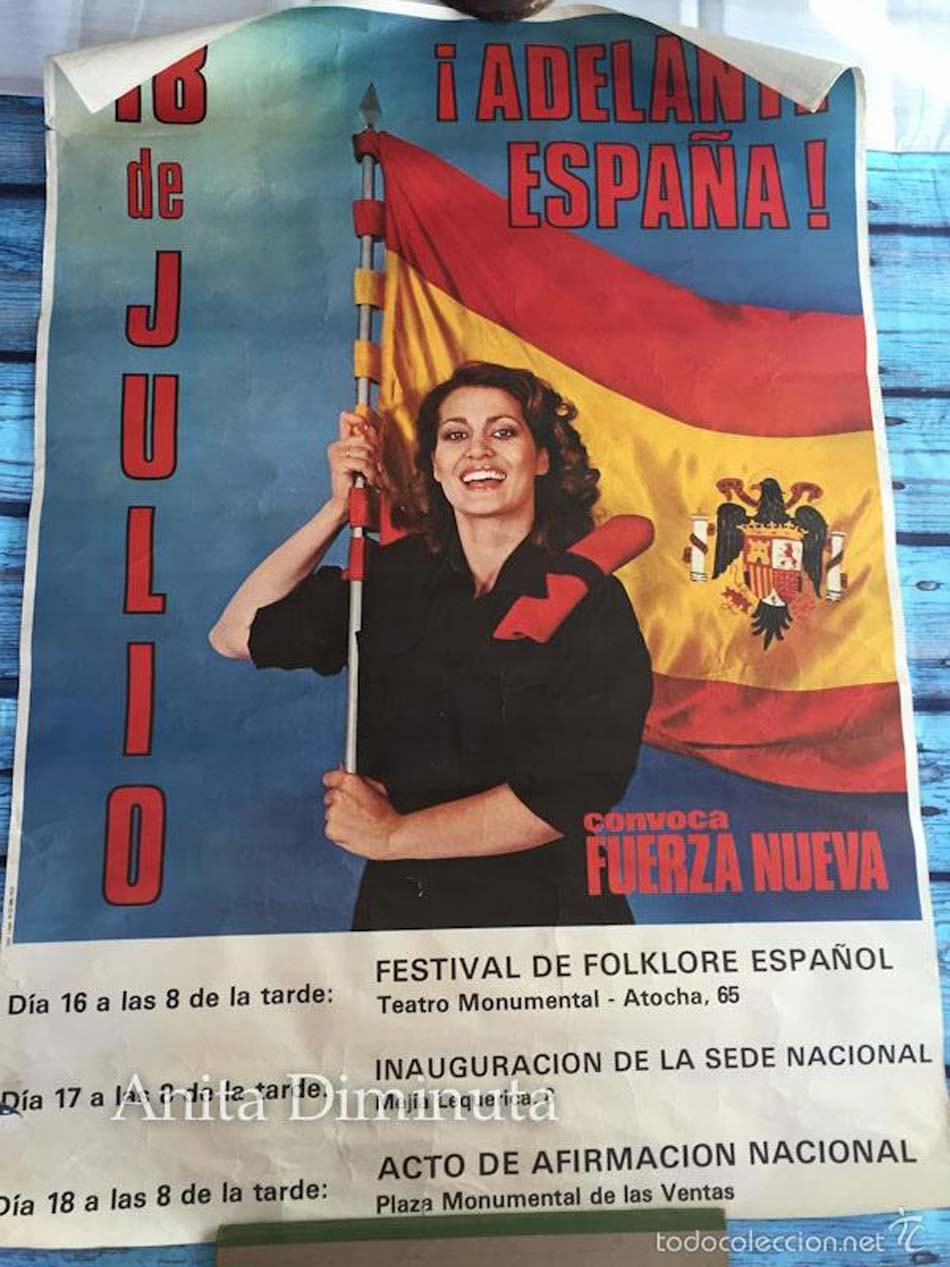 Cartel de Fuerza Nueva con el lema ¡Adelante España! a la venta en todocoleccion.net