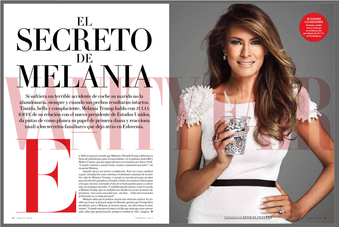 Fotografía cedida por la revista Vanity Fair México que muestra su siguiente portada de Melania Trump