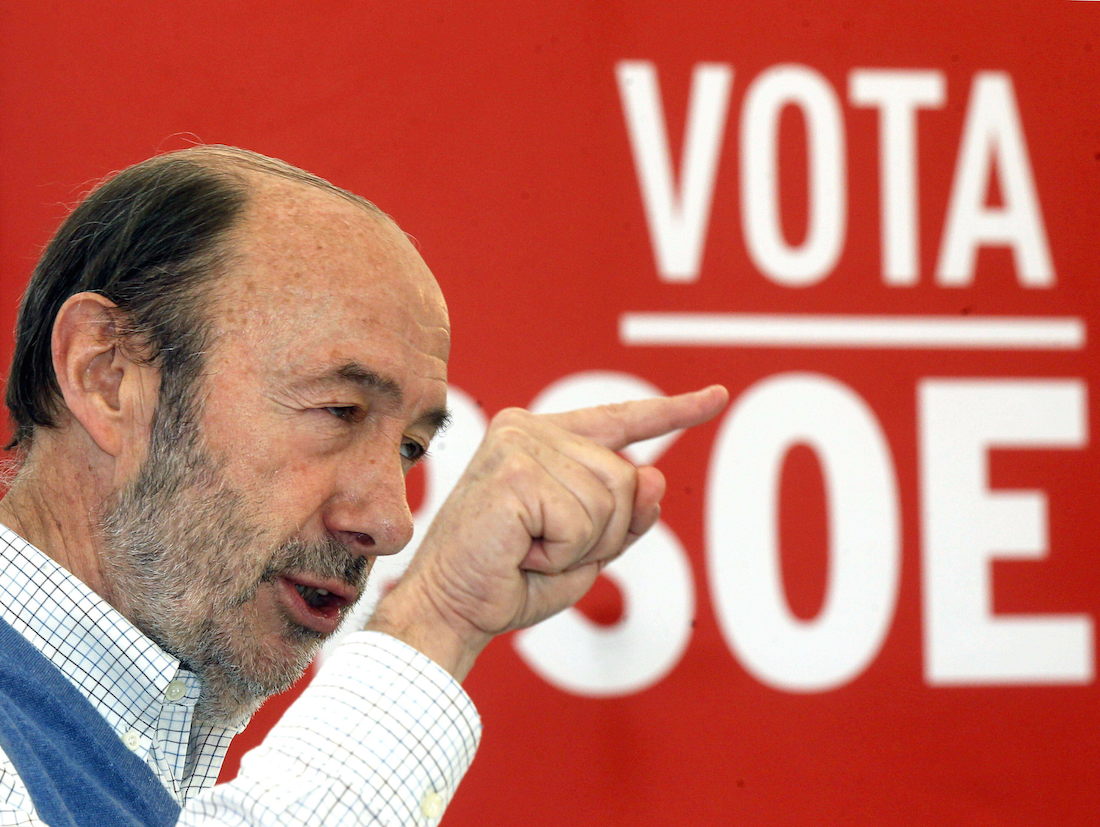Alfredo Pérez Rubalcaba, en un acto electoral del PSOE.
