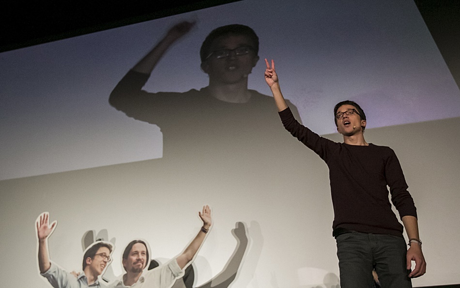 Íñigo Errejón durante un acto de campaña