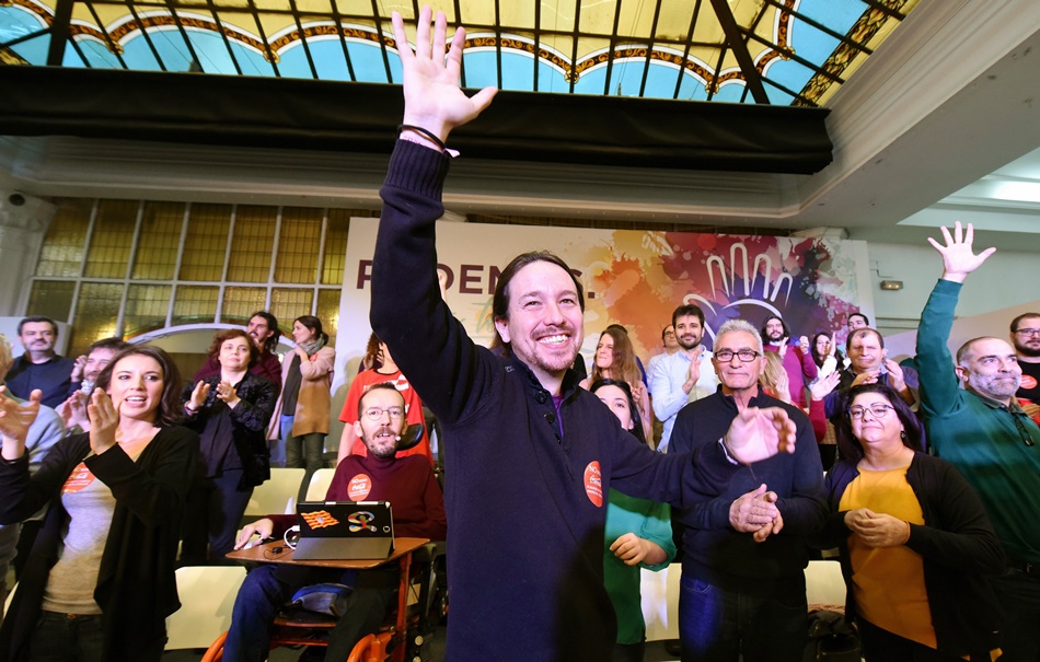 Pablo Iglesias durante la presentación de su candidatura a Vistalegre II.