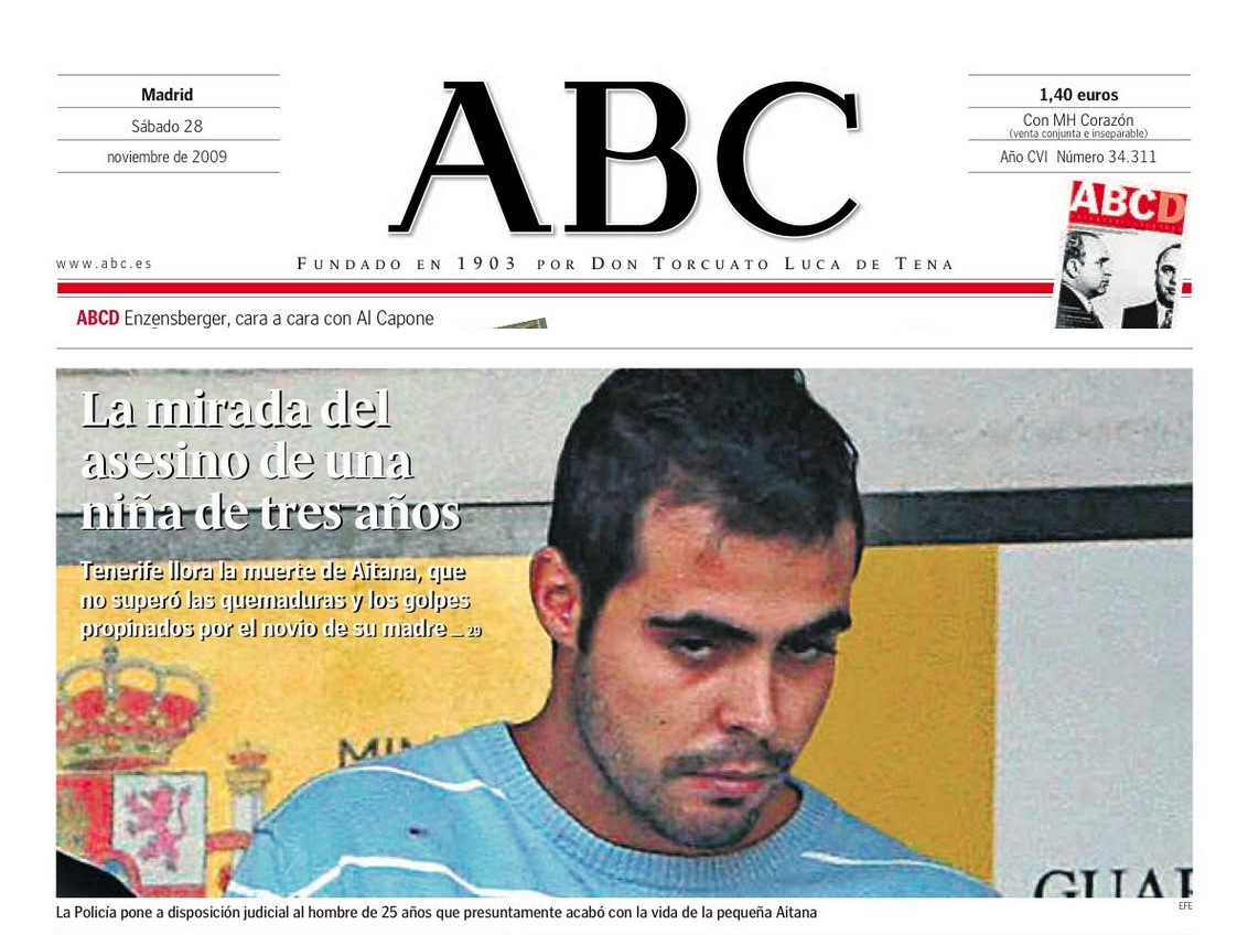 Portada de ABC con "la mirada del asesino de una niña de tres años2