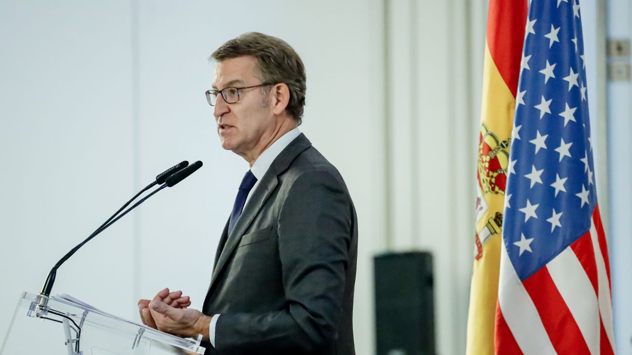 Feijóo, en una imagen de activo durante su participación en un evento de la Cámara de Comercio de EEUU en España. EP.