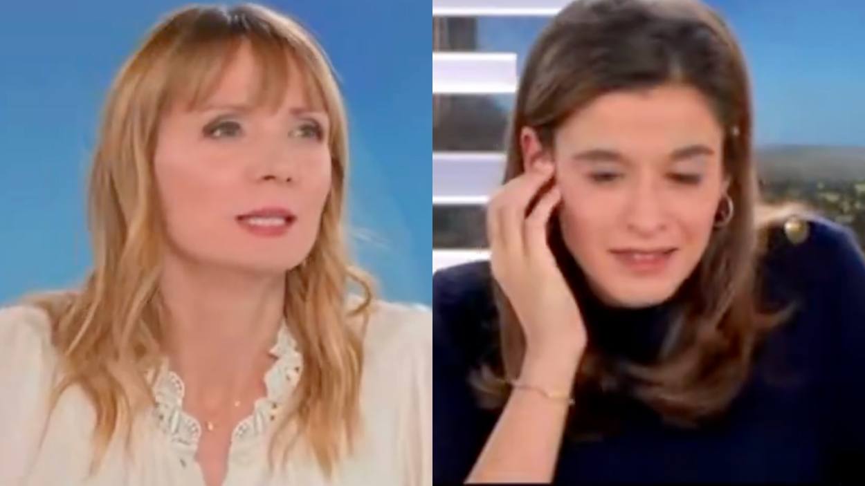 Las presentadoras de France Info tras sonar la alarma de incendios