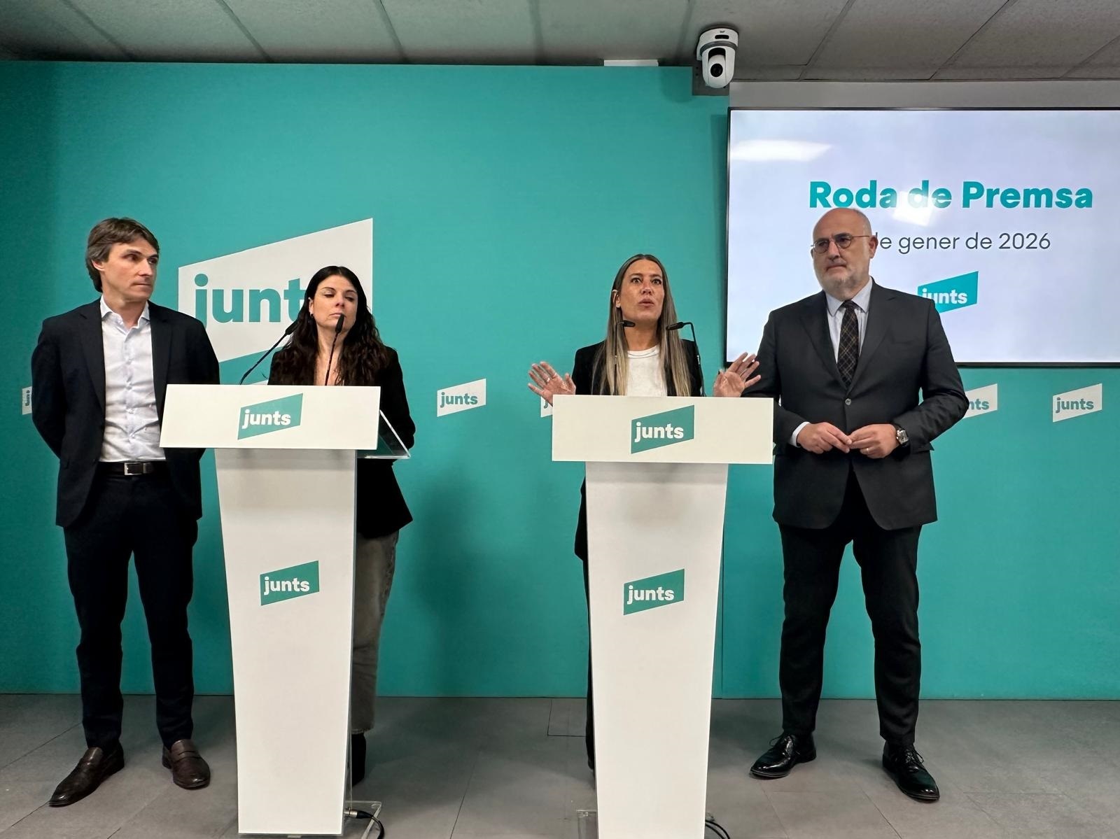 La portavoz de Junts en el Congreso, Míriam Nogueras, en una rueda de prensa el 7 de enero de 2026. EP