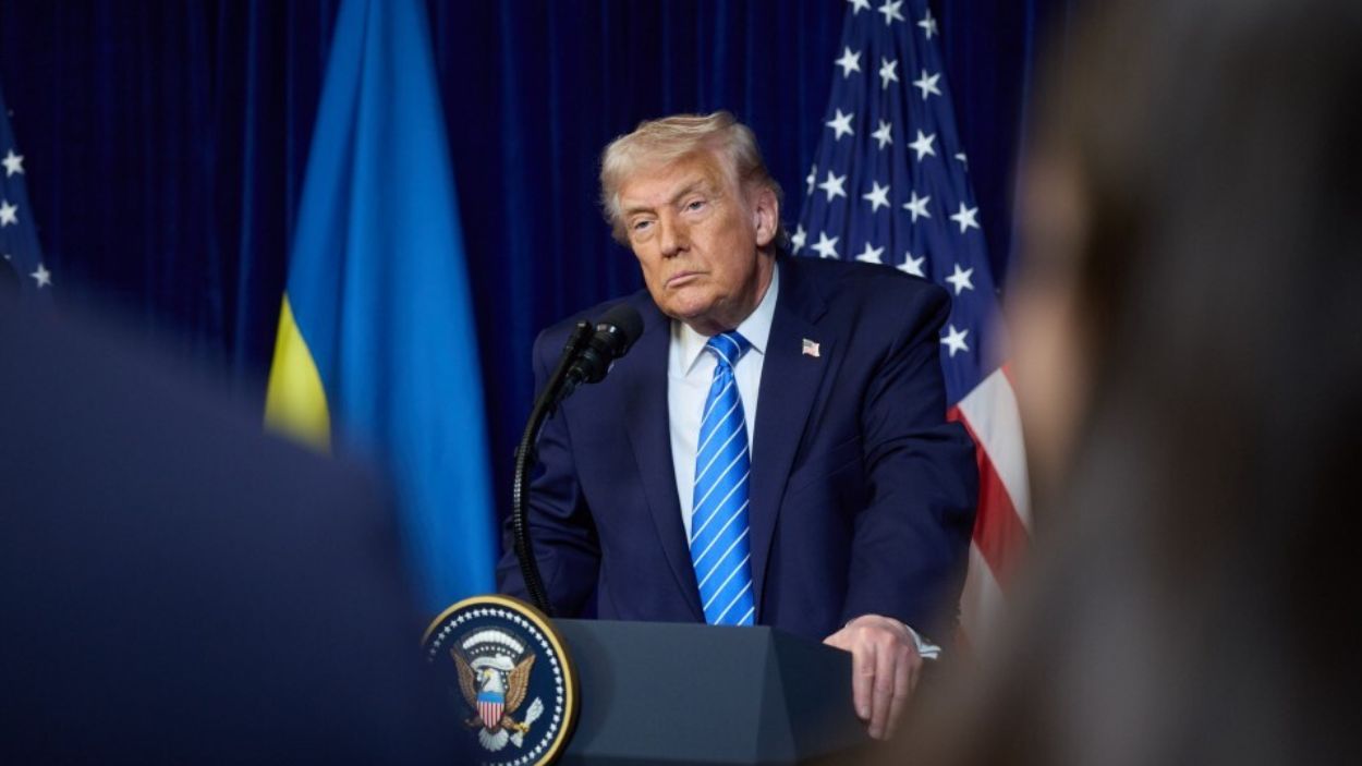 El presidente de Estados Unidos, Donald Trump, durante una rueda de prensa en la Casa Blanca. EP.