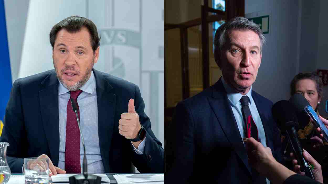 El ministro de Transportes y Movilidad Sostenible, Óscar Puente , carga contra e lider del PP, Alberto Núñez Feijóo