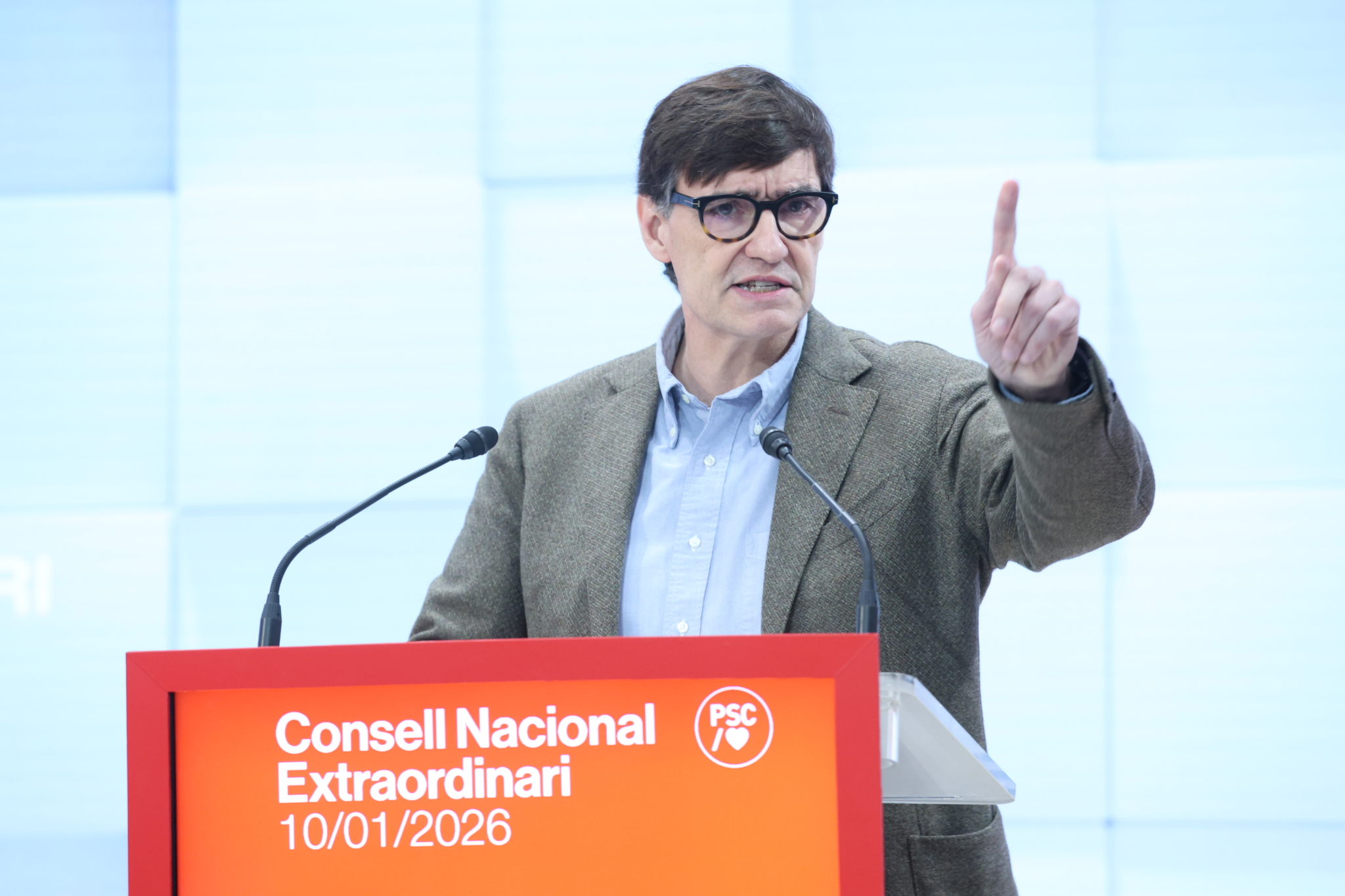 El presidente de la Generalitat y primer secretario del PSC, Salvador Illa, en el Consell Nacional del PSC del 10 de enero de 2026