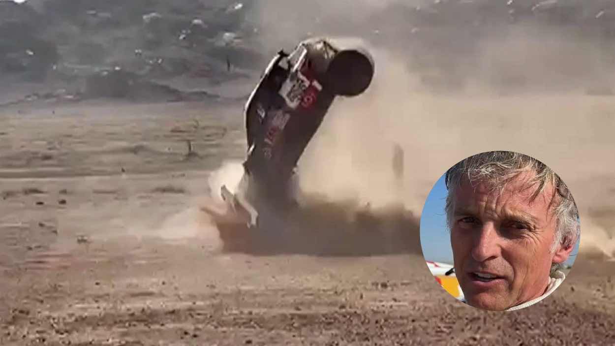 La aparatosa caída de Jesús Calleja en la segunda jornada del rally Dakar.