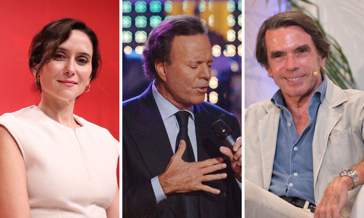 Isabel Díaz Ayuso, Julio Iglesias y José María Aznar. EP