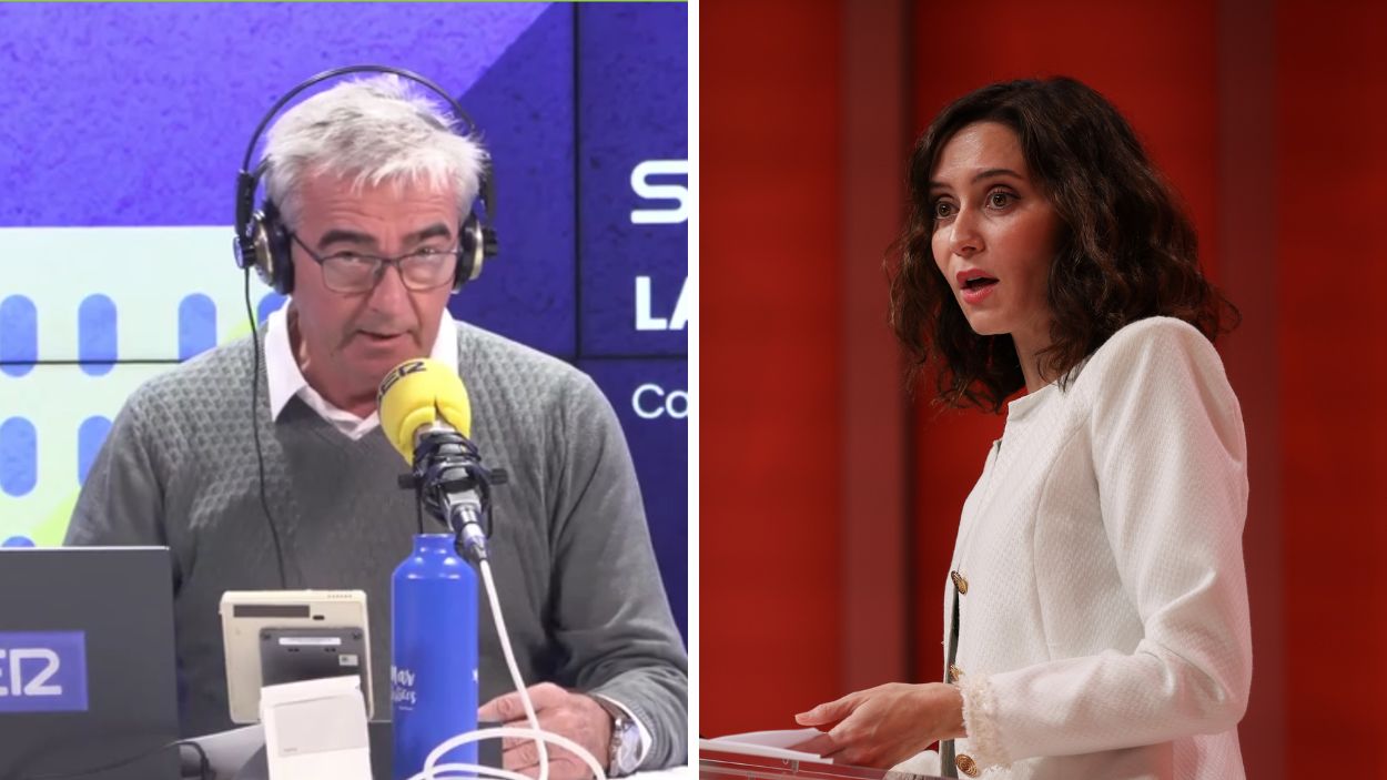 Fotomontaje del periodista Carles Francino y la presidenta madrileña Isabel Díaz Ayuso. Elaboración propia.