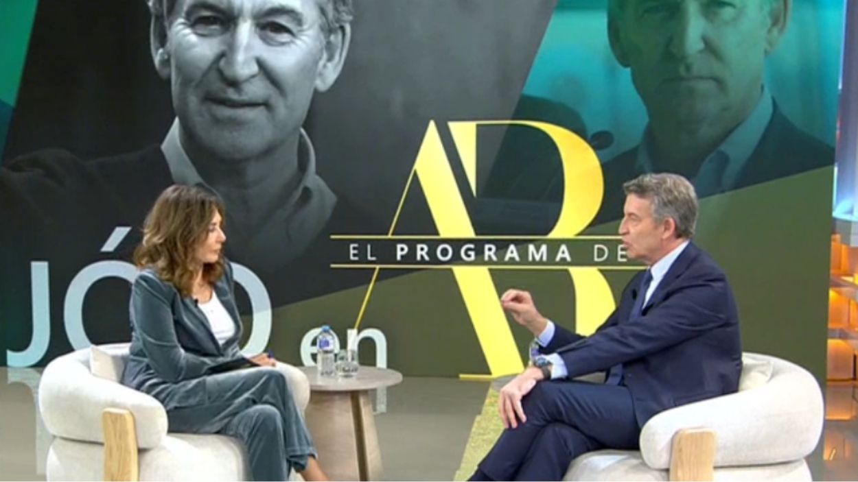Alberto Núñez Feijóo durante la entrevista realizada por Ana Rosa Quintana. EP.