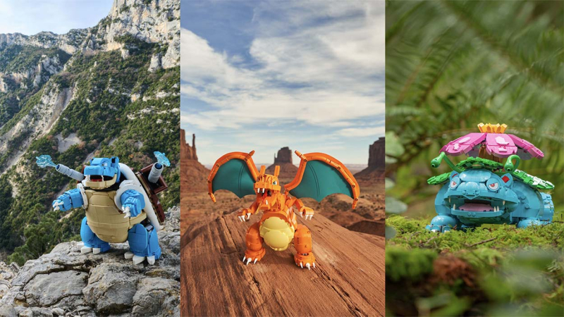 Los Pokémon Venusaur, Charizard y Blastoise en el nuevo set de LEGO