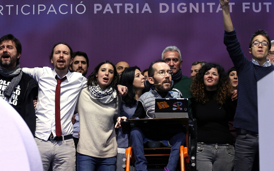 Los dirigentes de Podemos en la segunda jornada de la Asamblea Ciudadana Estatal de Vistalegre II. 