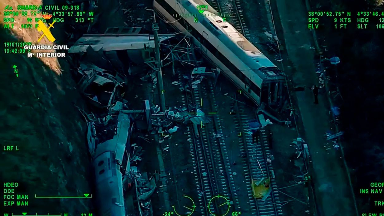 Imagen aérea del accidente ferroviario en Adamuz