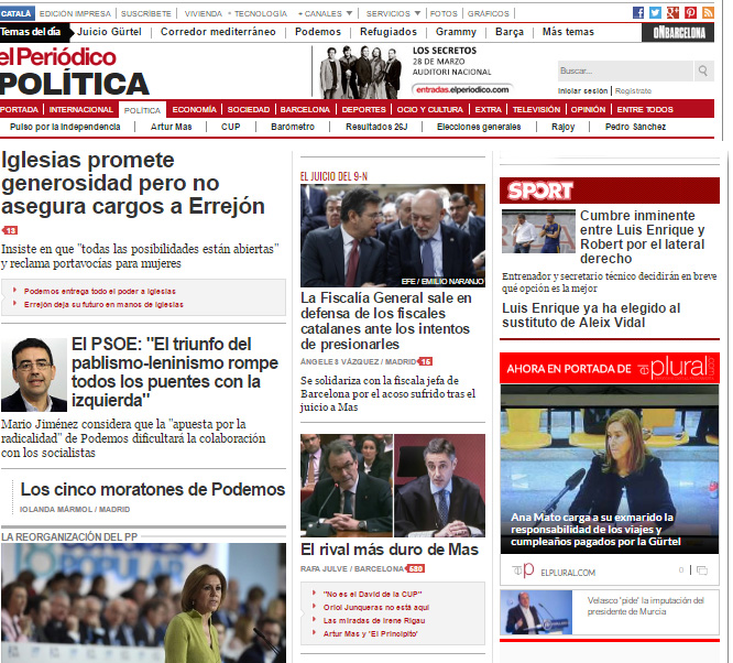 portada política de El Periódico con elplural.com