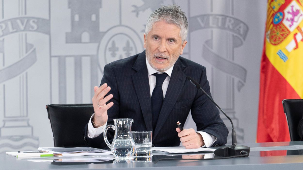 El ministro del Interior, Fernando Grande-Marlaska, durante la rueda de prensa posterior al Consejo de Ministros. EP.