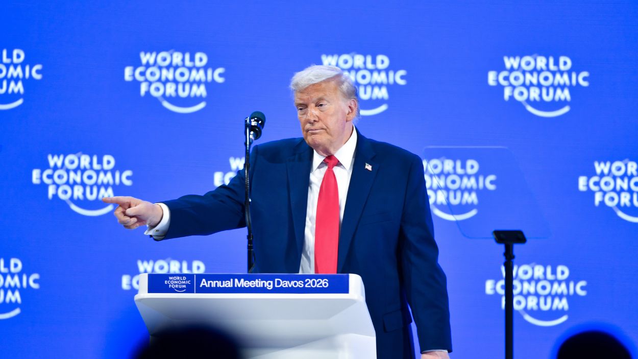 Donald Trump durante su discurso en el Foro Económico Mundial de Davos. EP.