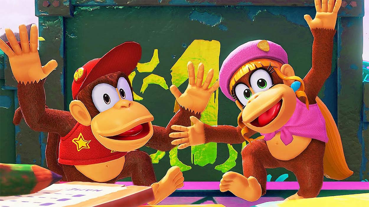 Diddy Kong y Dixie Kong, personajes de la franquicia Donkey Kong de Nintendo