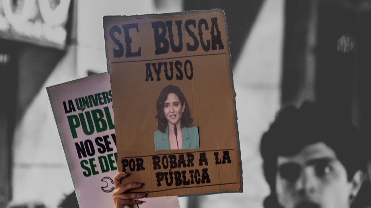 Fotomontaje de una manifestación en defensa de la universidad pública. Elaboración propia.