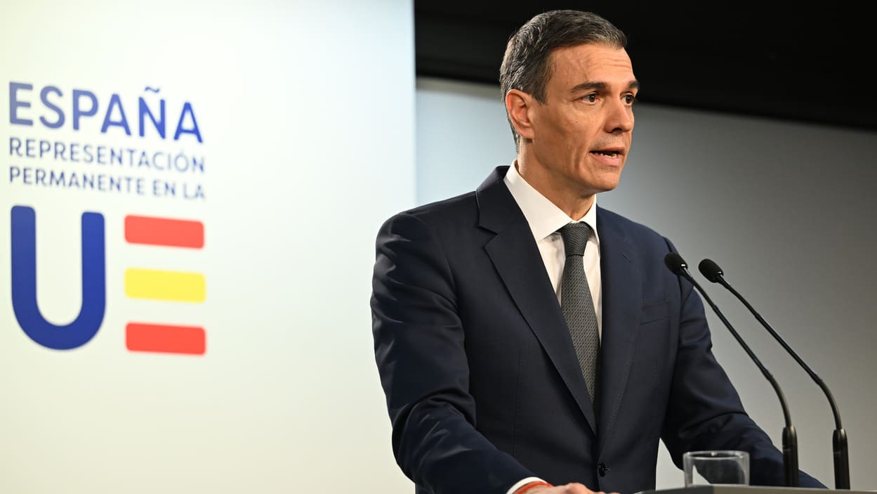 El presidente del Gobierno, Pedro Sánchez, en rueda de prensa tras el Consejo Europeo Extraordinario. EP.