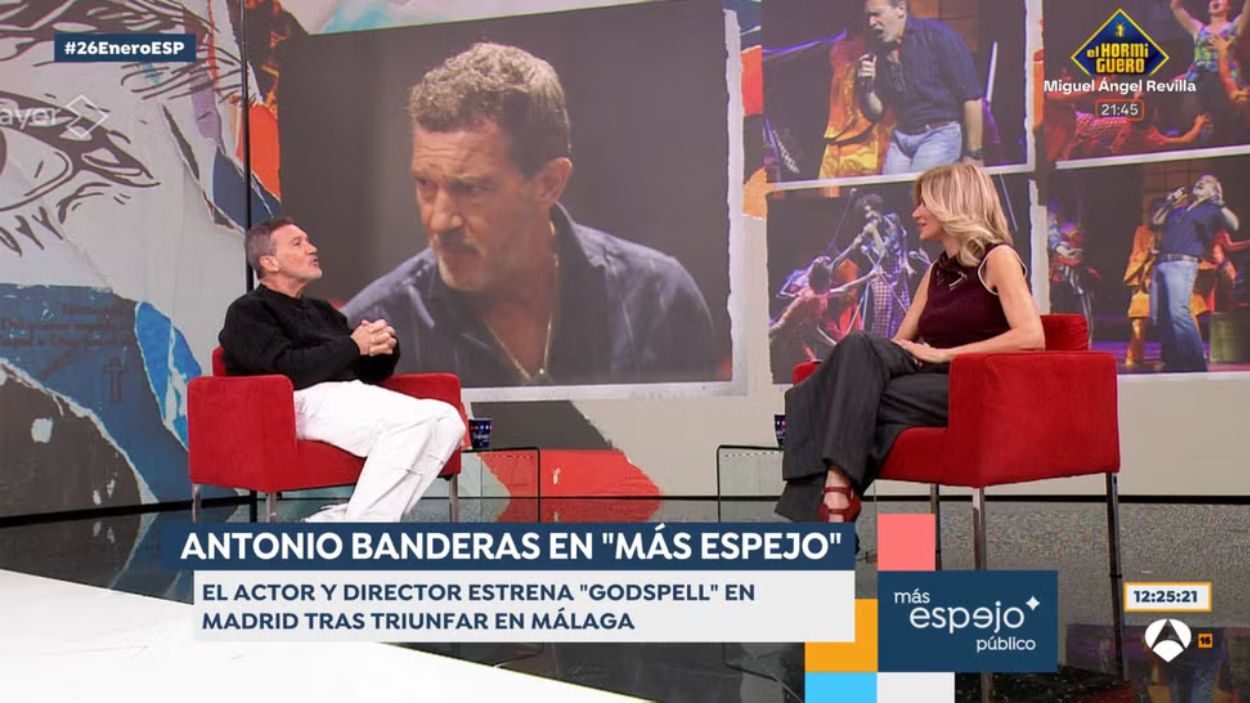 Antonio Banderas y Susanna Griso en 'Espejo Público'. Atresmedia
