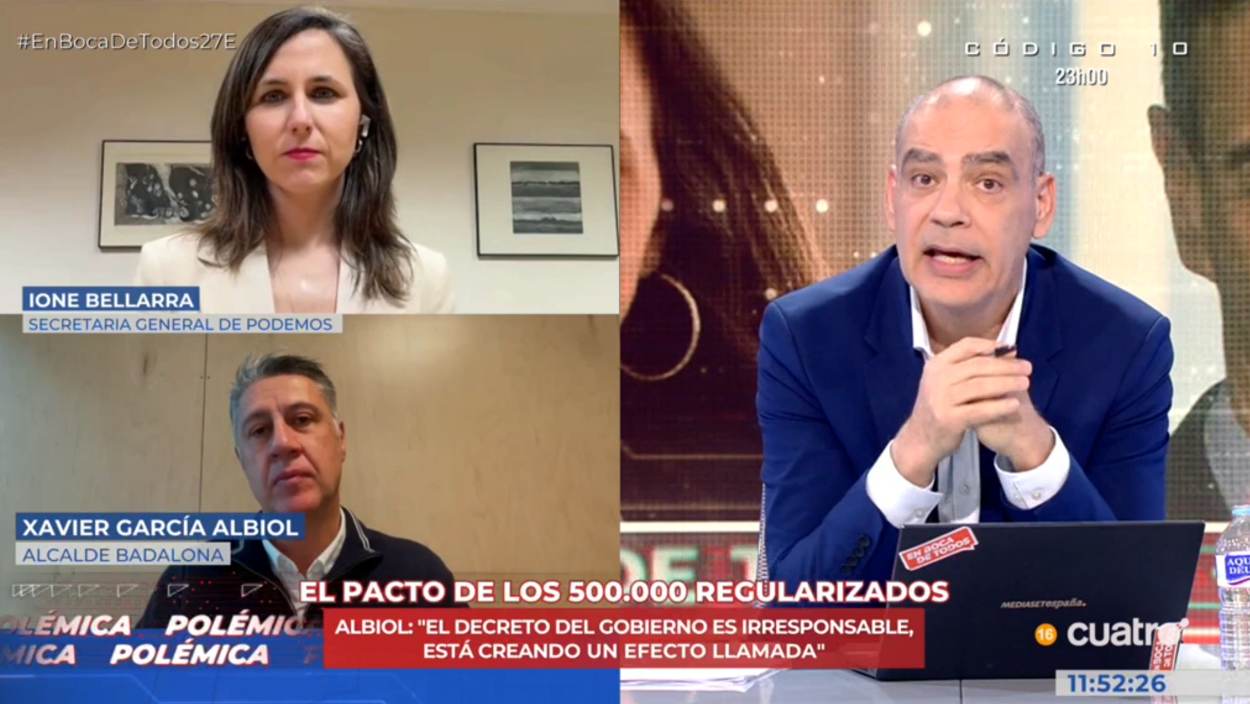 Ione Belarra, Xavier García Albiol y Nacho Abad