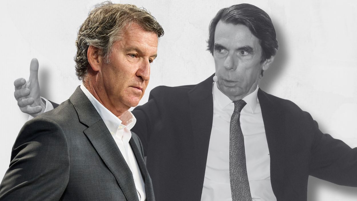 Fotomontaje del líder del Partido Popular, Alberto Núñez Feijóo, y el expresidente del Gobierno José María Aznar. EP.