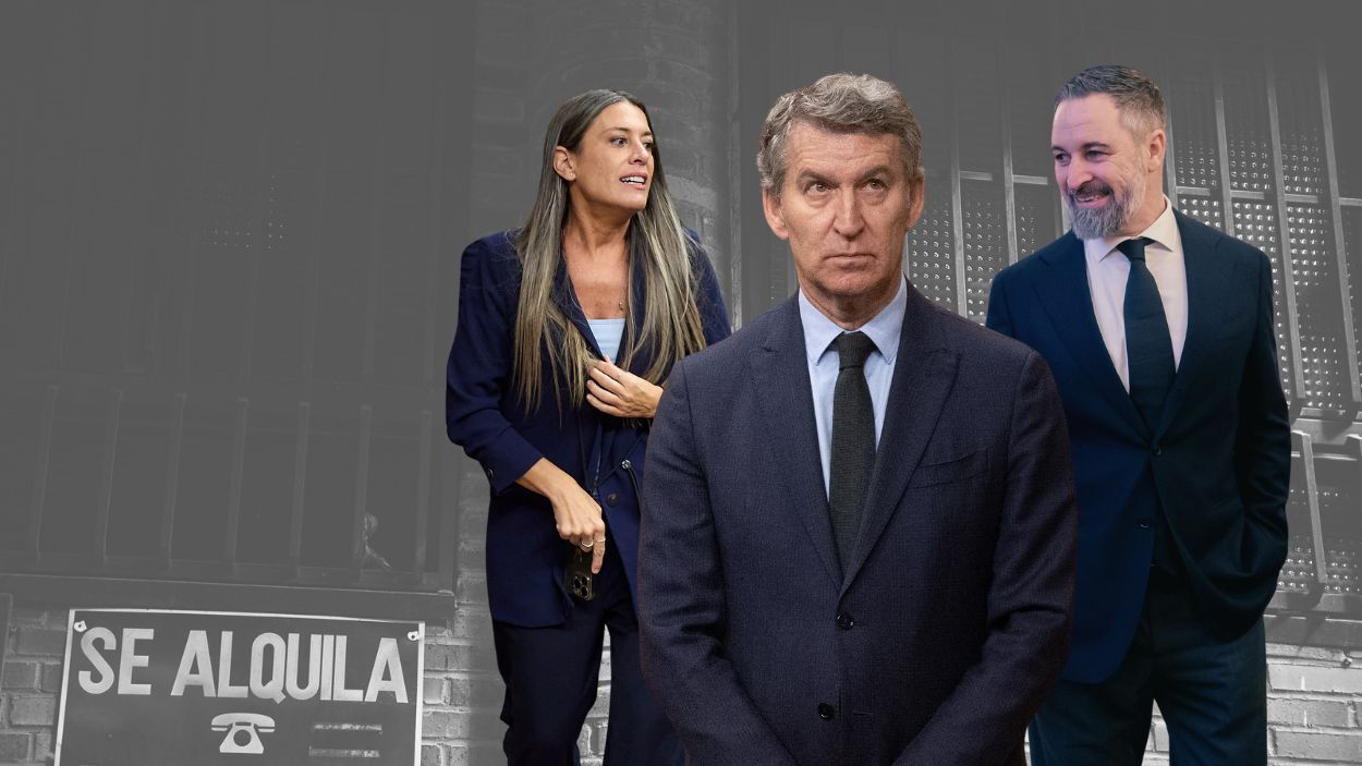 Ilustración de Alberto Núñez Feijóo, Miriam Nogueras y Santiago Abascal. Elaboración propia.