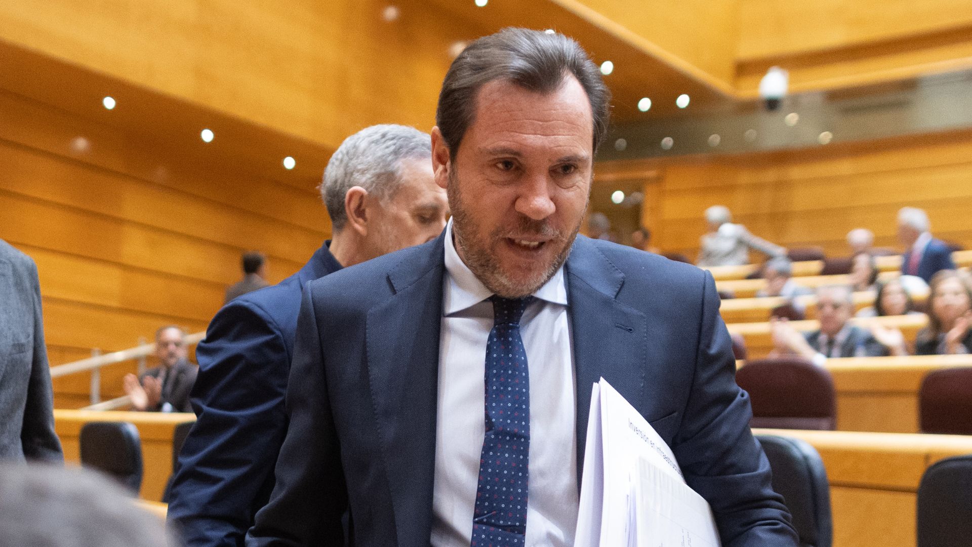 El ministro de Transportes, Óscar Puente, en el Senado. EP