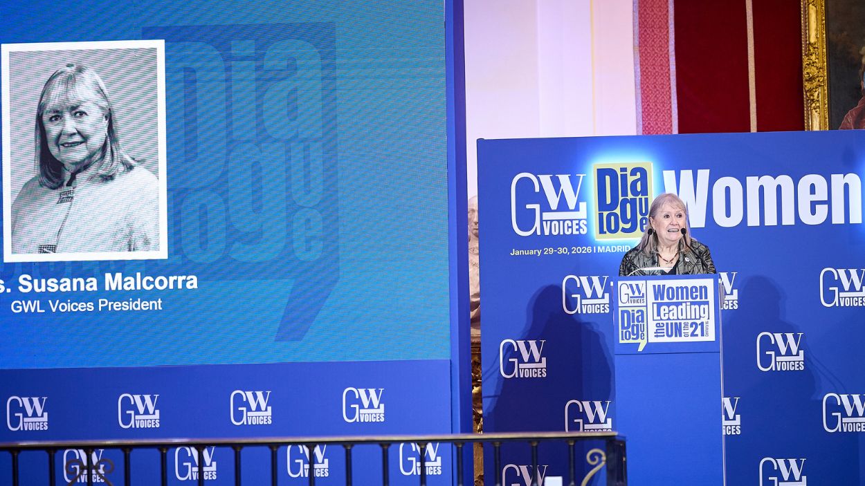 La presidenta y cofundadora de GWL Voices, Susana Malcorra, en la inauguración del segundo diálogo GWL Voices en Madrid. EP.