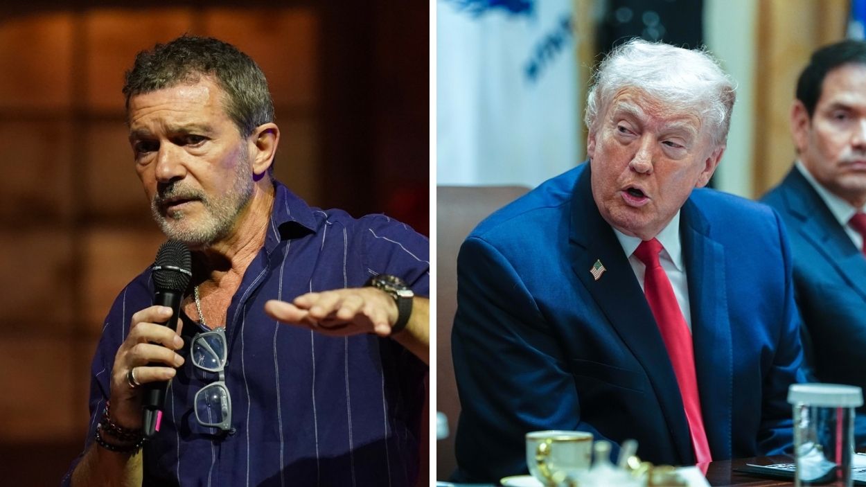 Fotomontaje del actor Antonio Banderas y el presidente de Estados Unidos, Donald Trump. Elaboración propia.