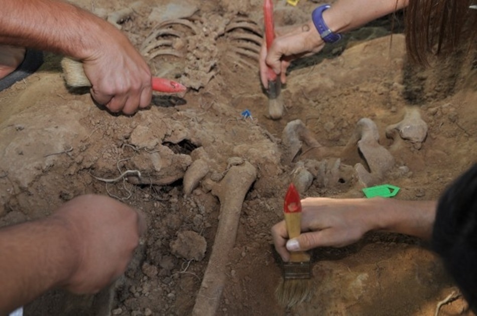 Exhumación de los restos de una fosa de la Guerra Civil.