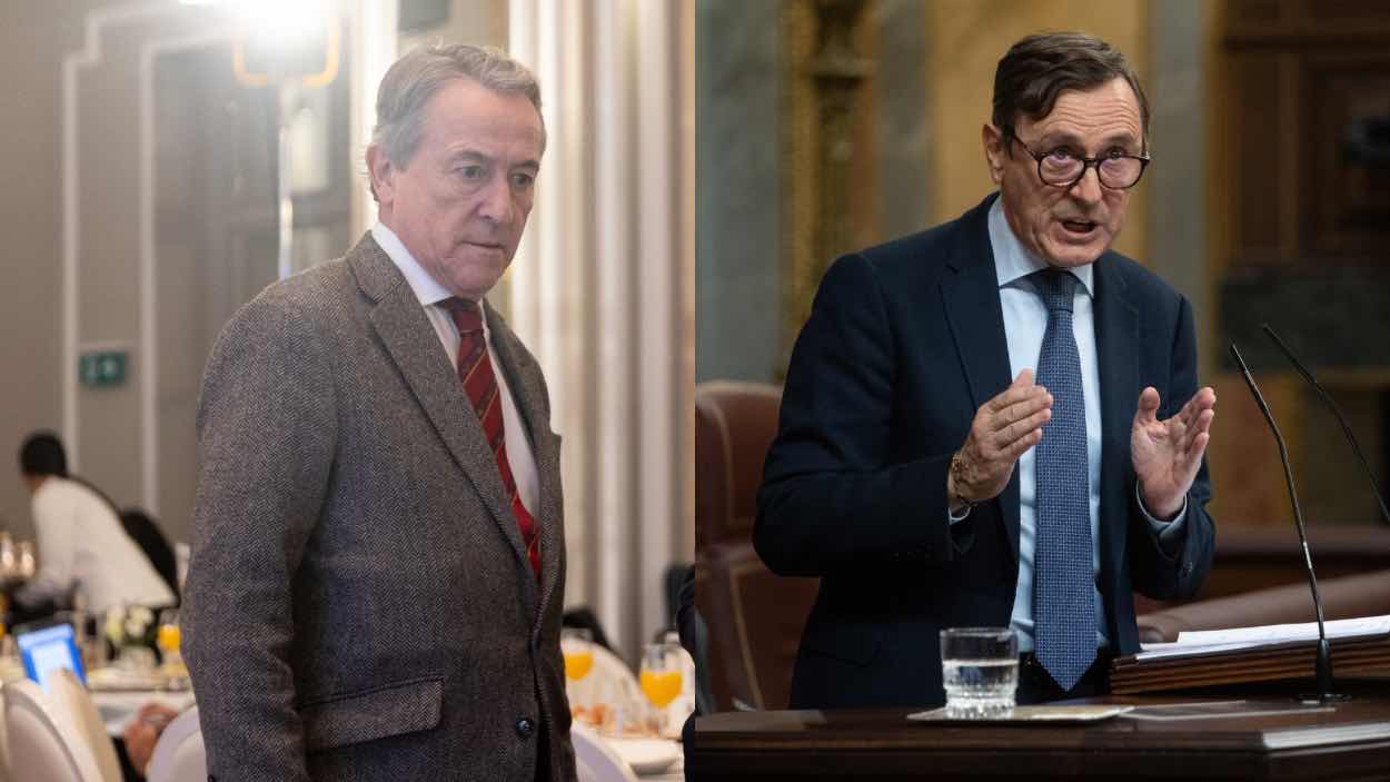 El senador por Almería, Rafa Hernando, y Hermann Tertsch.  EP